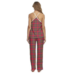 Shaw Red Modern Tartan Plaid Cami Pajamas Sets