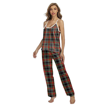 Stewart Black Tartan Plaid Cami Pajamas Sets