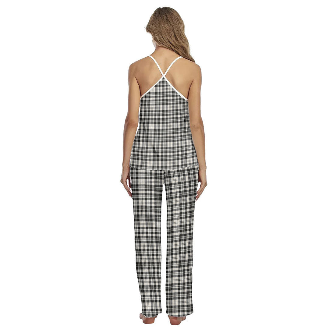 Scott Black White Ancient Tartan Plaid Cami Pajamas Sets