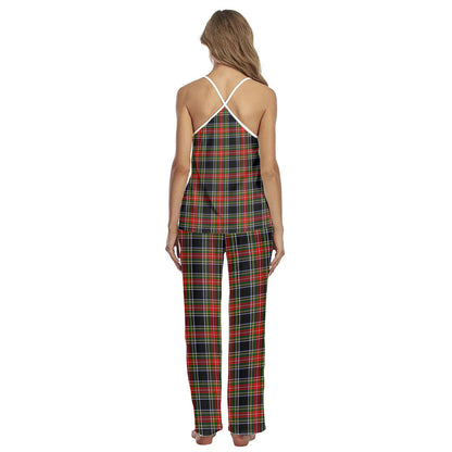 Stewart Black Tartan Plaid Cami Pajamas Sets