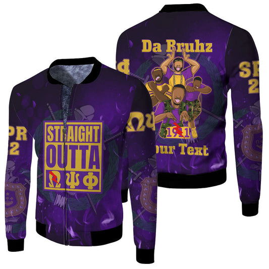 (Custom) Fraternity Jacket - Straight Outta Omega Psi Phi Fleece Winter Jacket
