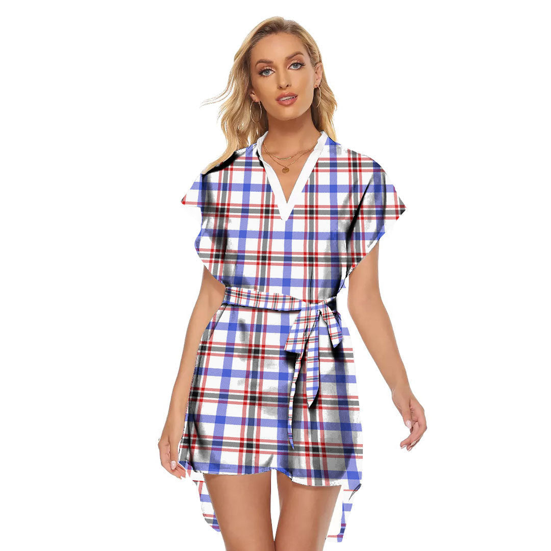 Boswell Modern Tartan Plaid Stand-up Collar Casual Dress With Belt