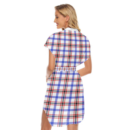 Boswell Modern Tartan Plaid Stand-up Collar Casual Dress With Belt