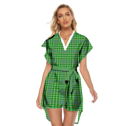 Currie Tartan Plaid Stand-up Collar Casual Dress With Belt