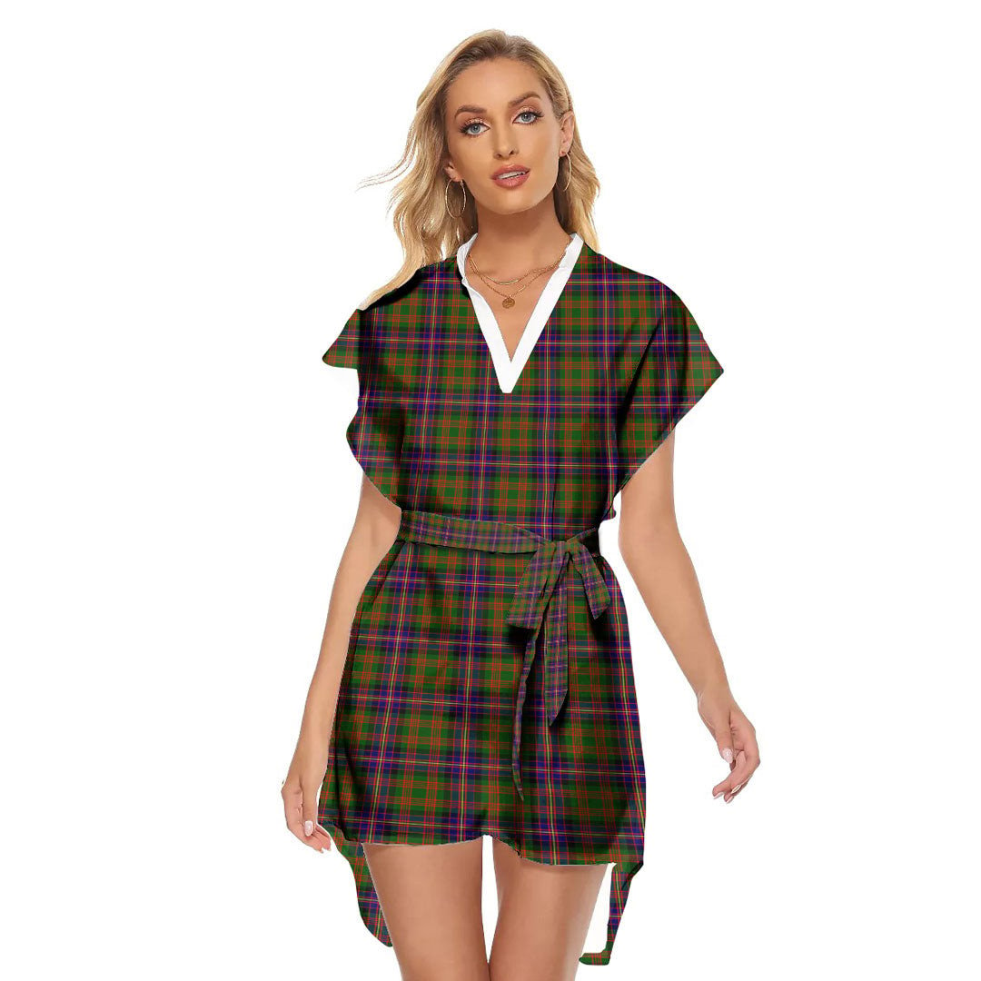 Cochrane Modern Tartan Plaid Stand-up Collar Casual Dress With Belt