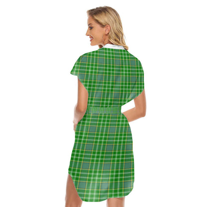 Currie Tartan Plaid Stand-up Collar Casual Dress With Belt