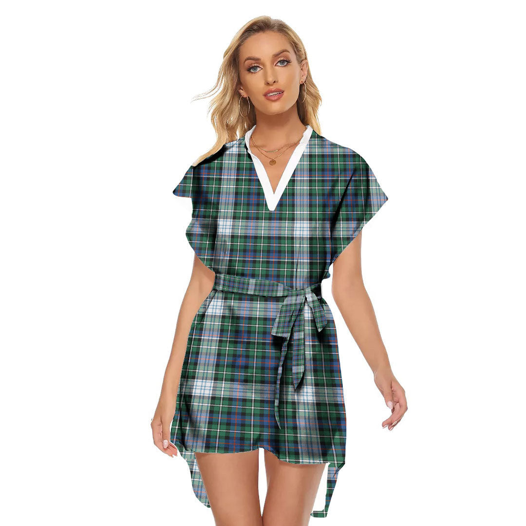 MacKenzie Dress Ancient Tartan Plaid Stand-up Collar Casual Dress With Belt