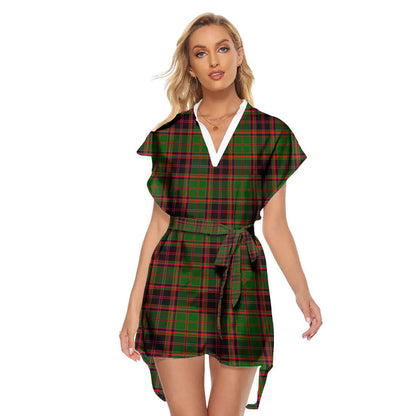 Buchan Modern Tartan Plaid Stand-up Collar Casual Dress With Belt