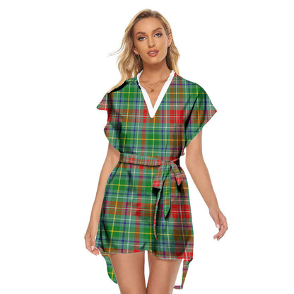 Muirhead Tartan Plaid Stand-up Collar Casual Dress With Belt