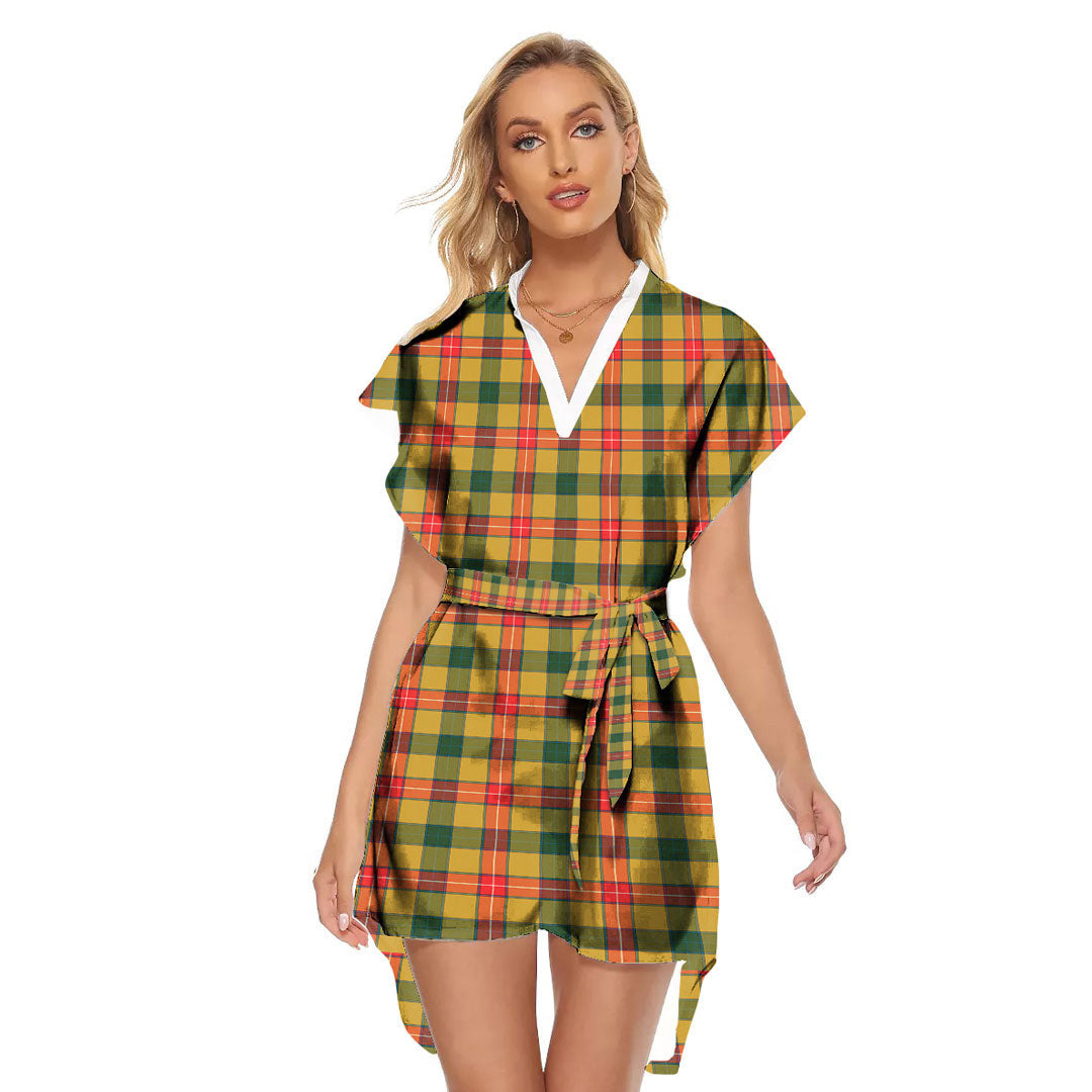 Baxter Tartan Plaid Stand-up Collar Casual Dress With Belt