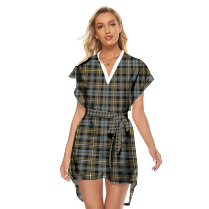 Campbell Argyll Weathered Tartan Plaid Stand-up Collar Casual Dress With Belt