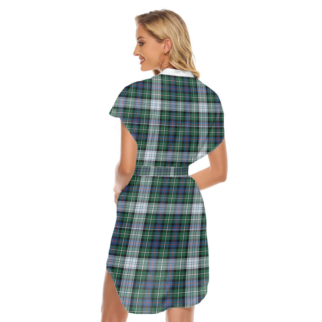 MacKenzie Dress Ancient Tartan Plaid Stand-up Collar Casual Dress With Belt