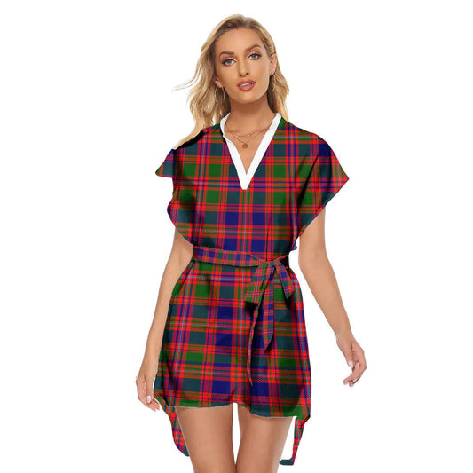 MacIntyre Modern Tartan Plaid Stand-up Collar Casual Dress With Belt