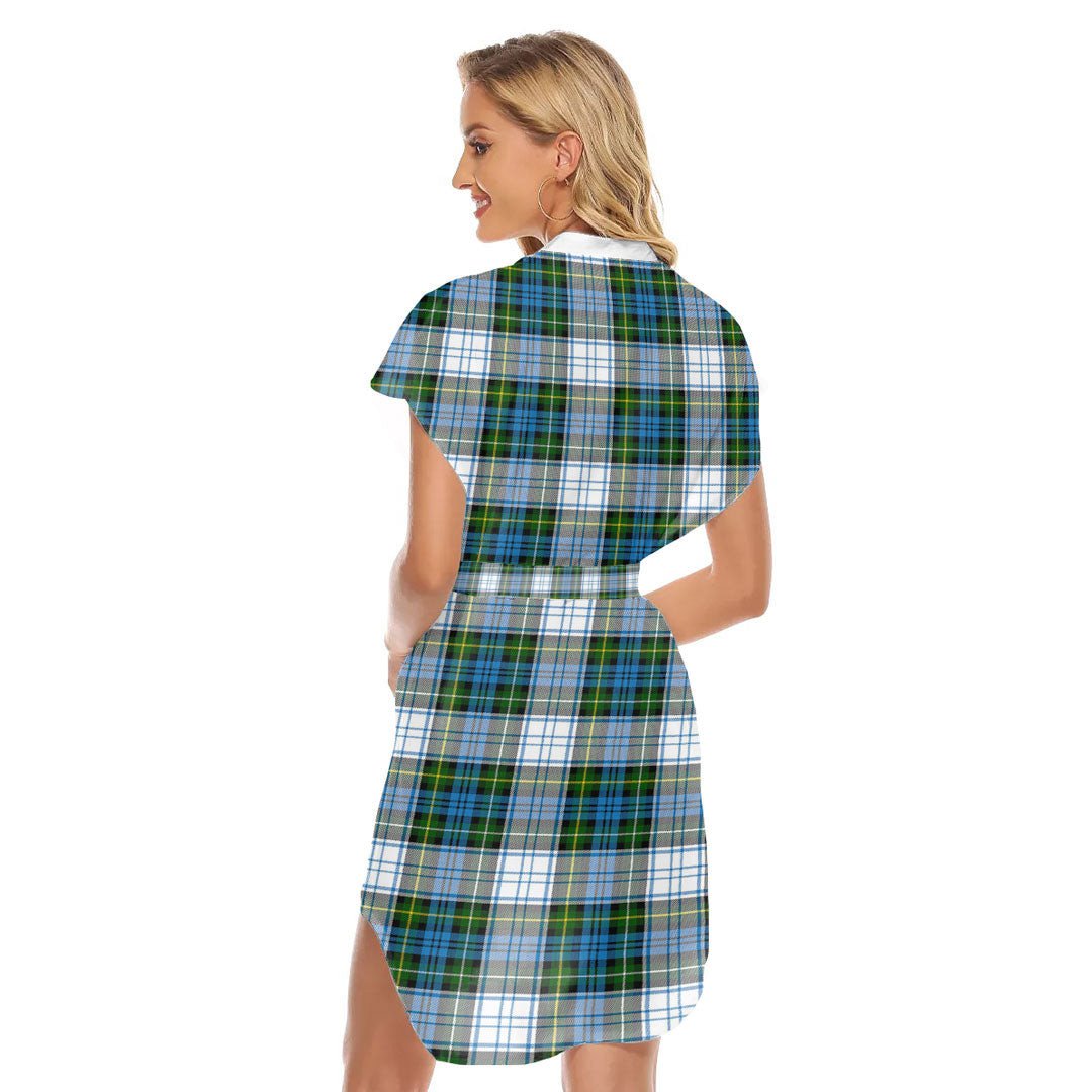 Campbell Dress Tartan Plaid Stand-up Collar Casual Dress With Belt