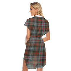 Murray of Atholl Weathered Tartan Plaid Stand-up Collar Casual Dress With Belt