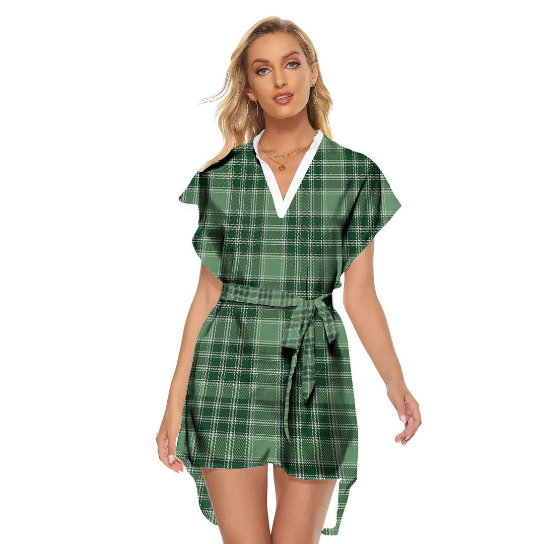 MacDonald Lord of the Isles Hunting Tartan Plaid Stand-up Collar Casual Dress With Belt