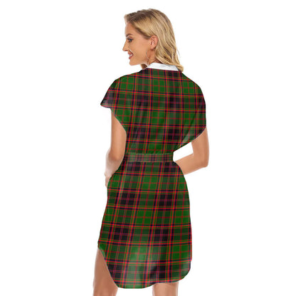 Buchan Modern Tartan Plaid Stand-up Collar Casual Dress With Belt