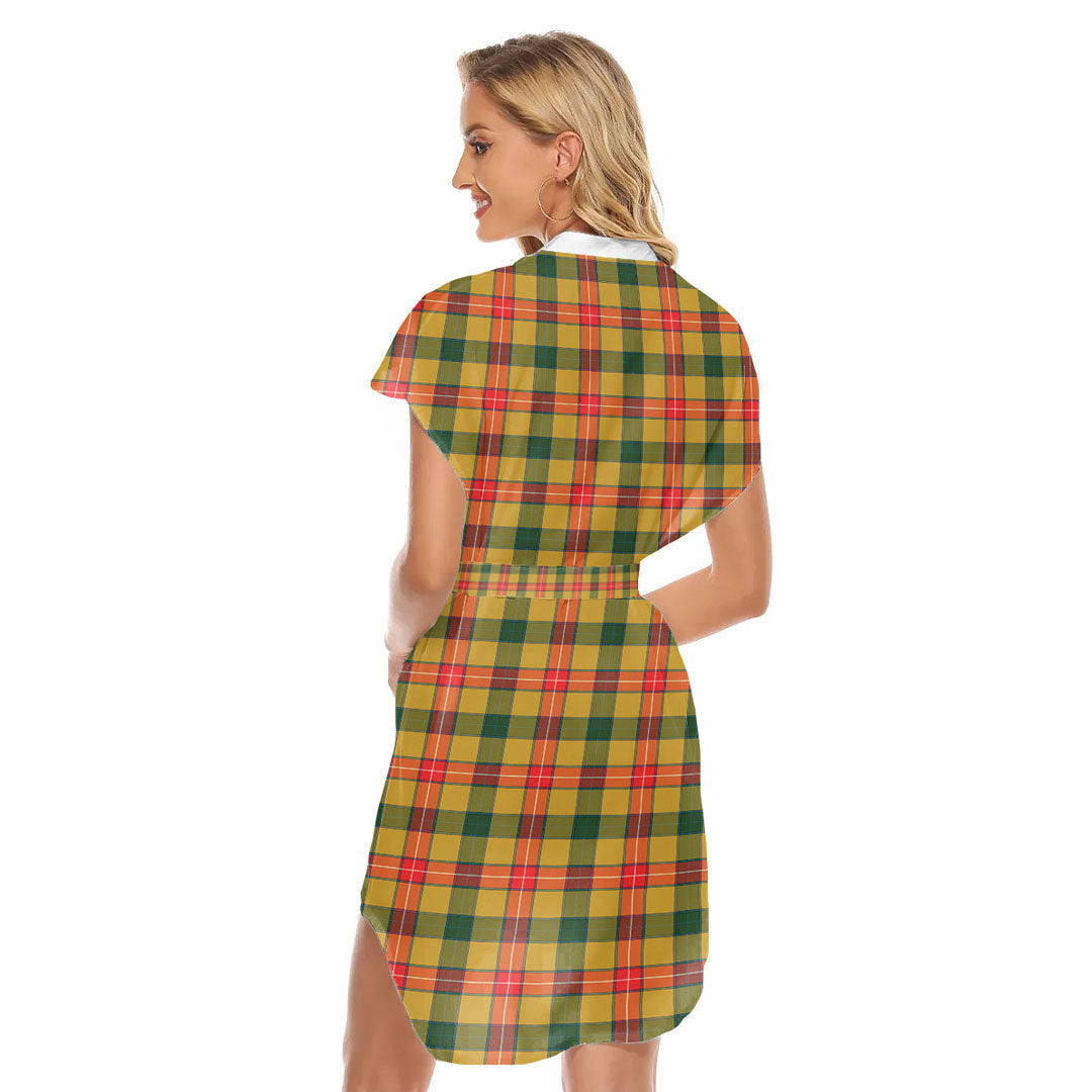 Baxter Tartan Plaid Stand-up Collar Casual Dress With Belt