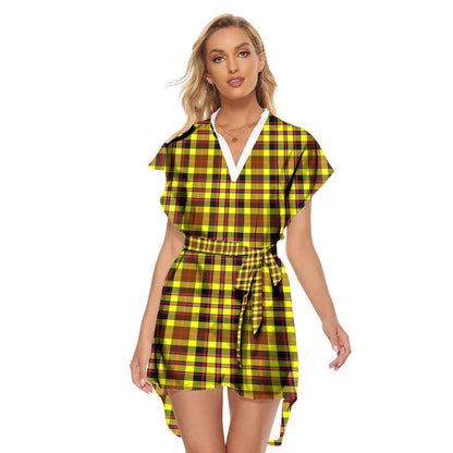 Jardine Tartan Plaid Stand-up Collar Casual Dress With Belt