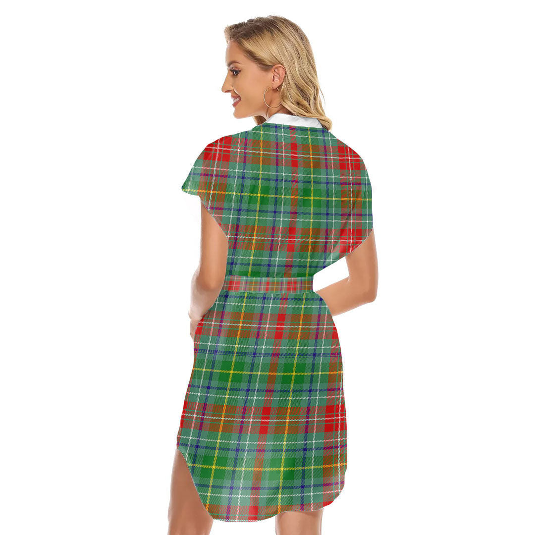 Muirhead Tartan Plaid Stand-up Collar Casual Dress With Belt