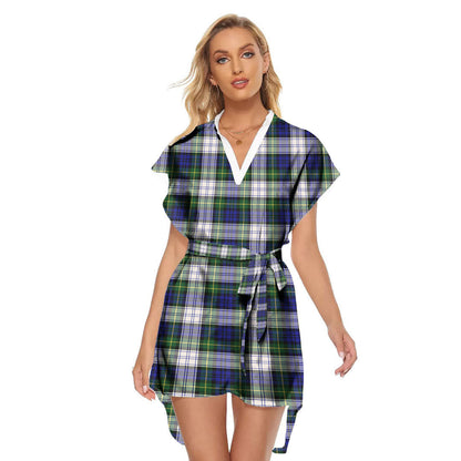 Gordon Dress Modern Tartan Plaid Stand-up Collar Casual Dress With Belt