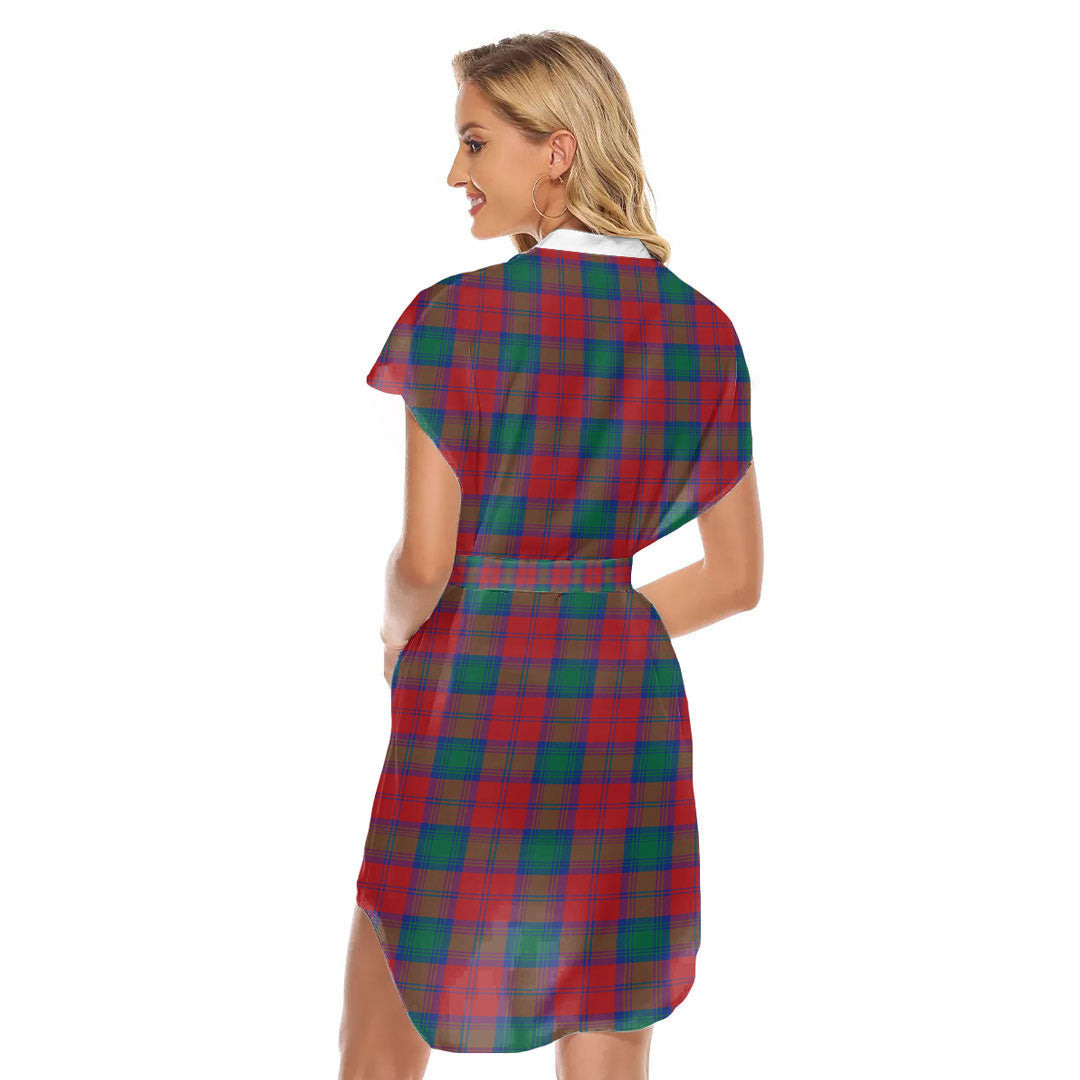 Lindsay Modern Tartan Plaid Stand-up Collar Casual Dress With Belt