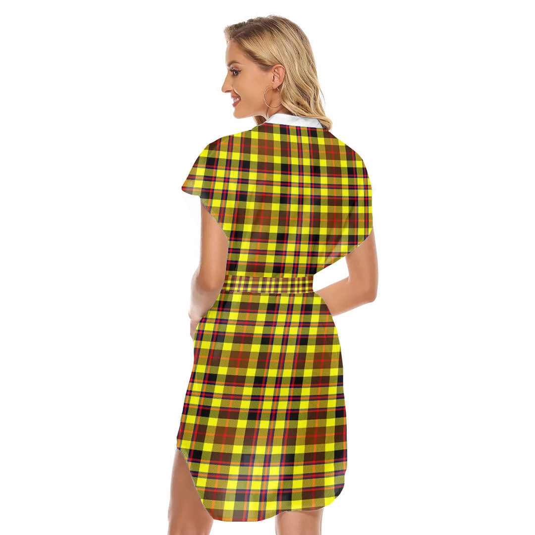 Jardine Tartan Plaid Stand-up Collar Casual Dress With Belt