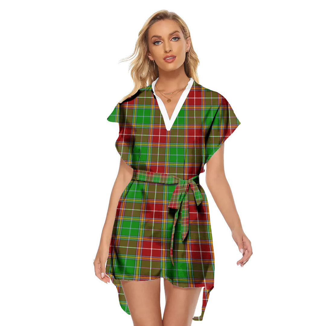 Baxter Modern Tartan Plaid Stand-up Collar Casual Dress With Belt