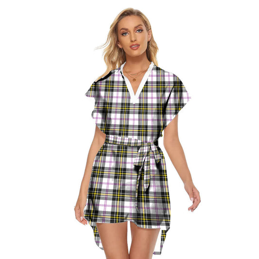 MacPherson Dress Modern Tartan Plaid Stand-up Collar Casual Dress With Belt