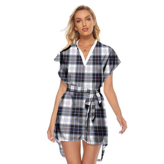 MacRae Dress Modern Tartan Plaid Stand-up Collar Casual Dress With Belt