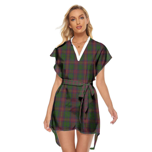 Cairns Tartan Plaid Stand-up Collar Casual Dress With Belt