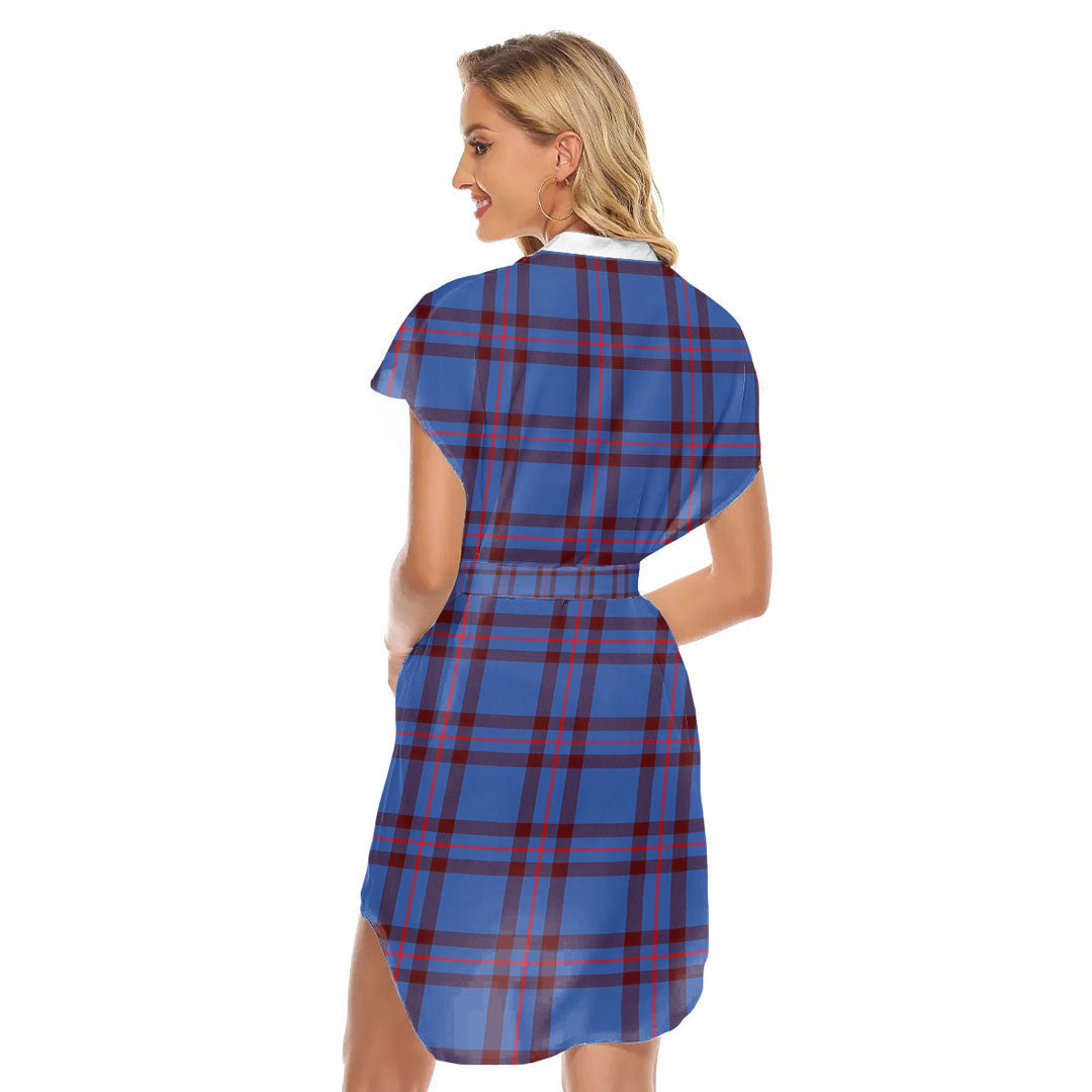 Elliot Modern Tartan Plaid Stand-up Collar Casual Dress With Belt