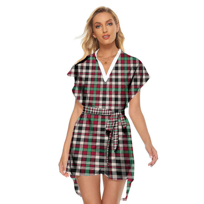 Borthwick Dress Ancient Tartan Plaid Stand-up Collar Casual Dress With Belt