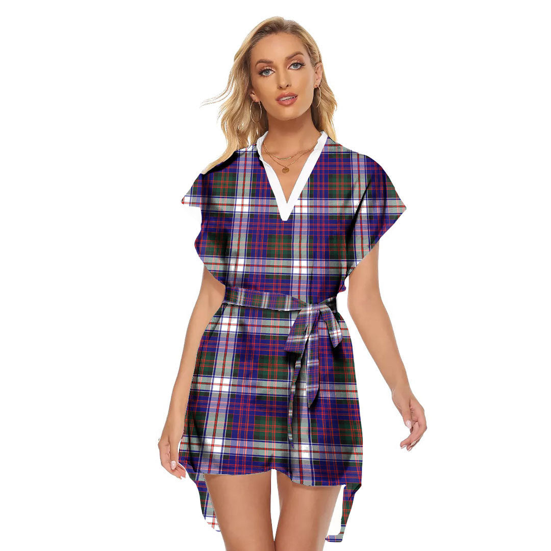 MacDonald Dress Modern Tartan Plaid Stand-up Collar Casual Dress With Belt