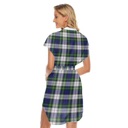 Gordon Dress Modern Tartan Plaid Stand-up Collar Casual Dress With Belt