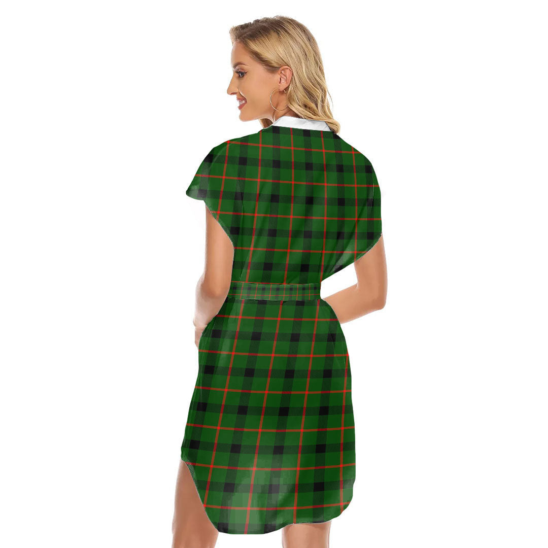 Kincaid Modern Tartan Plaid Stand-up Collar Casual Dress With Belt