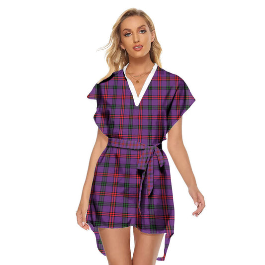 Montgomery Modern Tartan Plaid Stand-up Collar Casual Dress With Belt