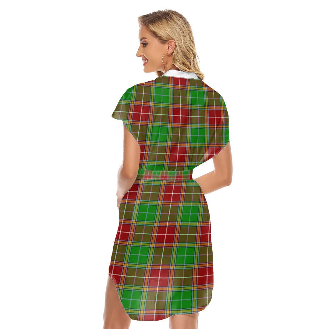 Baxter Modern Tartan Plaid Stand-up Collar Casual Dress With Belt