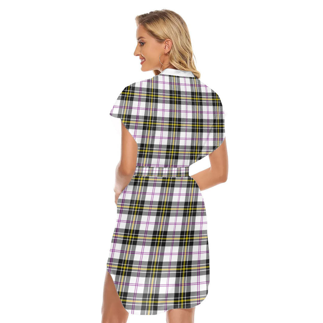 MacPherson Dress Modern Tartan Plaid Stand-up Collar Casual Dress With Belt