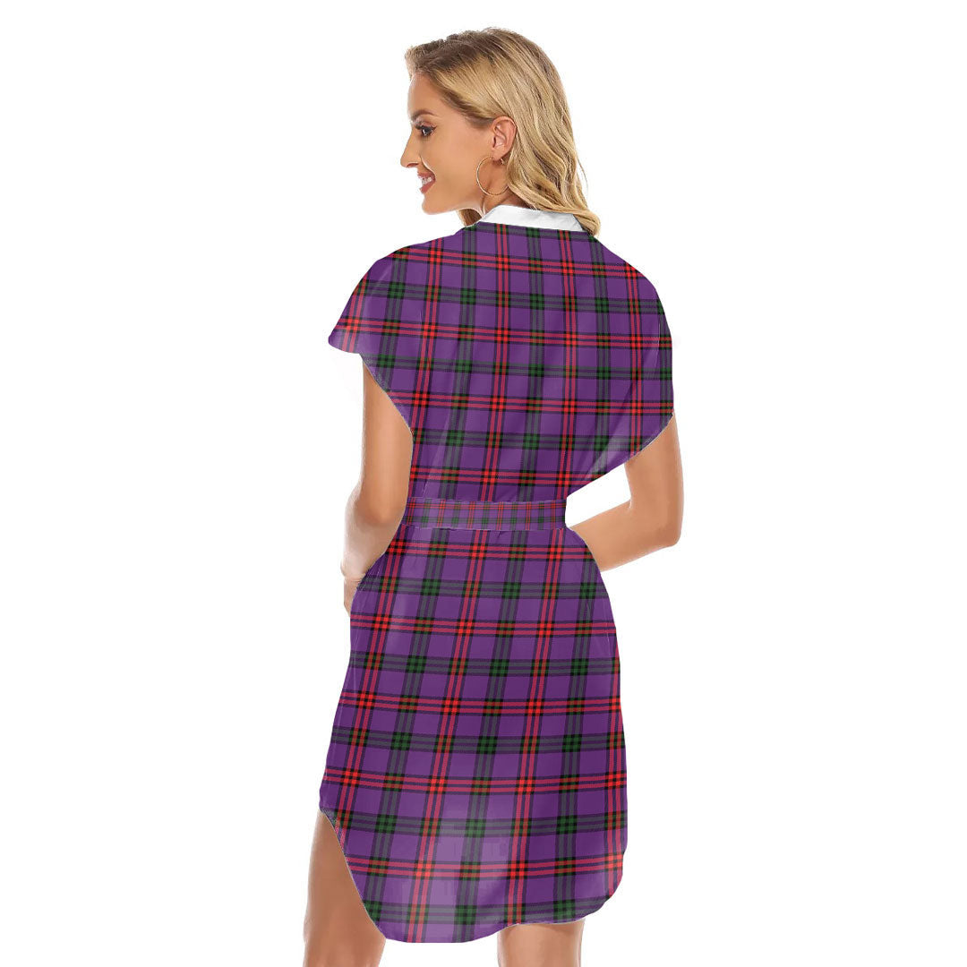 Montgomery Modern Tartan Plaid Stand-up Collar Casual Dress With Belt