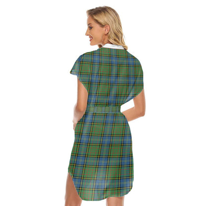 MacMillan Hunting Ancient Tartan Plaid Stand-up Collar Casual Dress With Belt