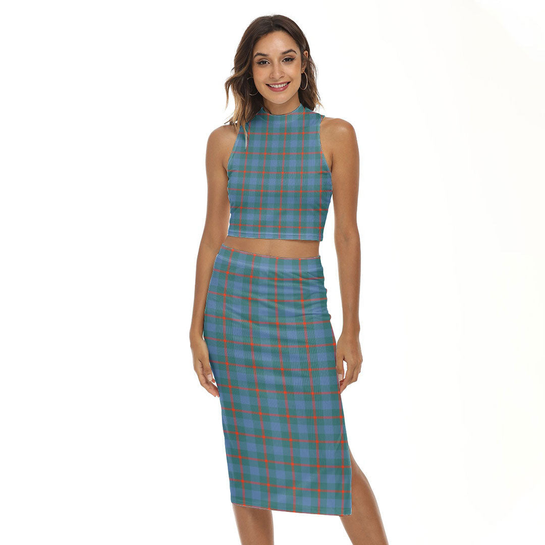 Agnew Ancient Tartan Plaid Tank Top & Split High Skirt Set