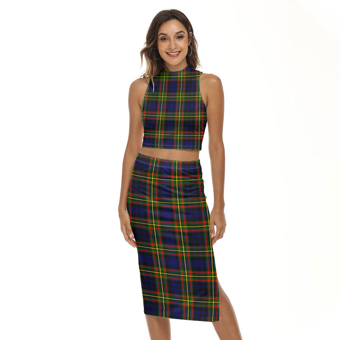 MacLellan Modern Tartan Plaid Tank Top & Split High Skirt Set