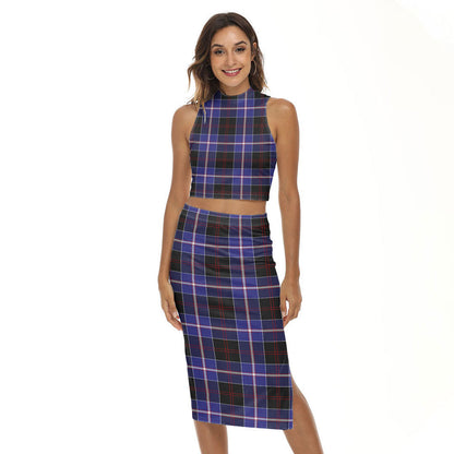 Dunlop Modern Tartan Plaid Tank Top & Split High Skirt Set