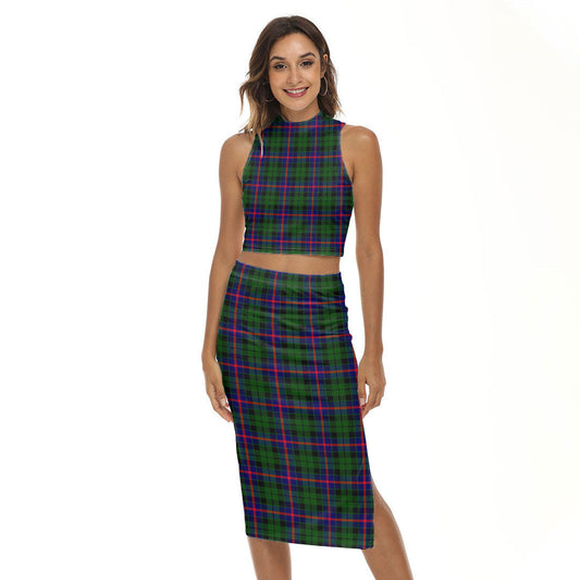 Morrison Modern Tartan Plaid Tank Top & Split High Skirt Set