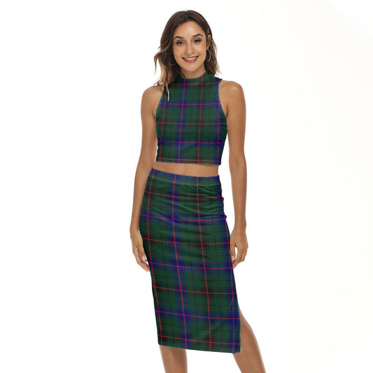 Davidson Modern Tartan Plaid Tank Top & Split High Skirt Set