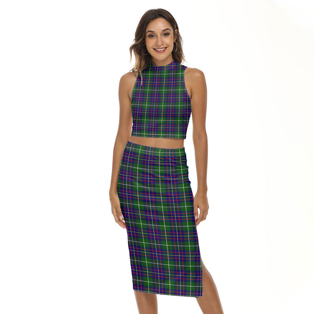 Inglis Modern Tartan Plaid Tank Top & Split High Skirt Set