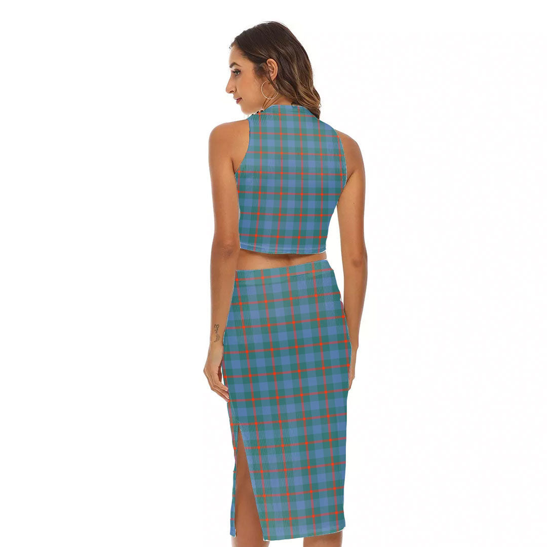 Agnew Ancient Tartan Plaid Tank Top & Split High Skirt Set