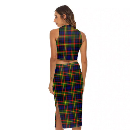 MacLellan Modern Tartan Plaid Tank Top & Split High Skirt Set