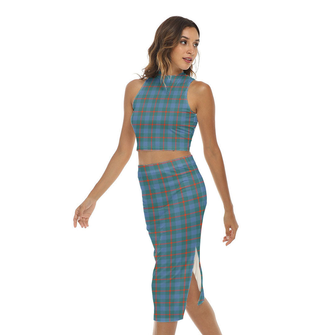 Agnew Ancient Tartan Plaid Tank Top & Split High Skirt Set